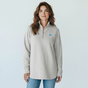 Vineyard Vines Light Gray Quarter-Zip Sweatshirt With Buffalo Embroidered